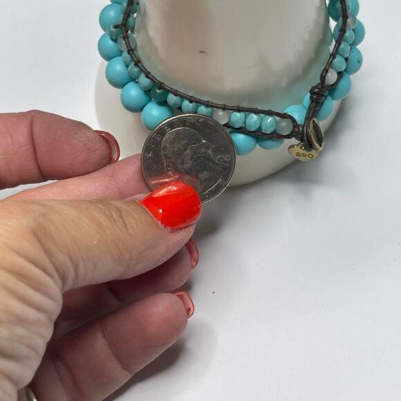 American Eagle bracelet AE with a second bracelet turquoise blue beads boho - Picture 4 of 9